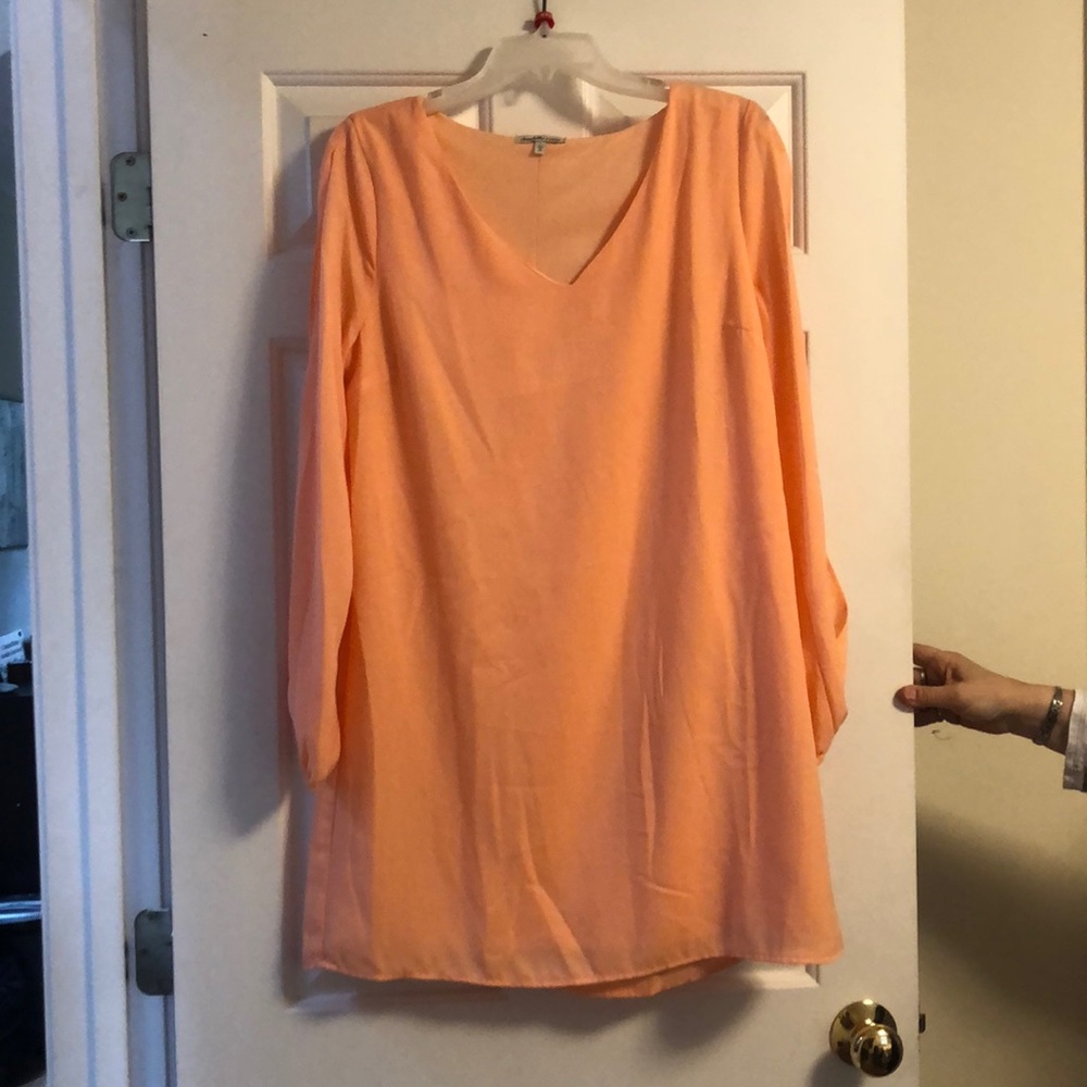 Peach sack dress with slit sleeve
